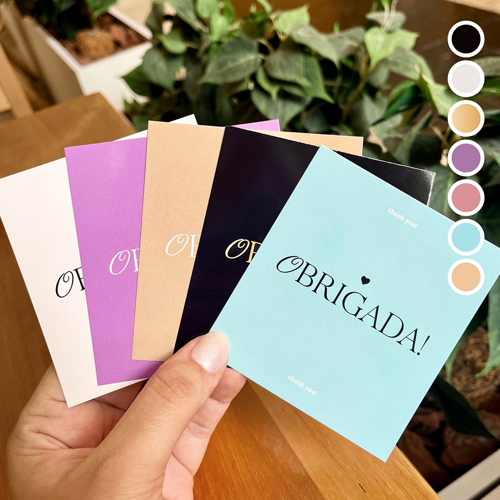 Cartão de Agradecimento ao Cliente pela Compra 9x10cm – OBRIGADA Coloridos
