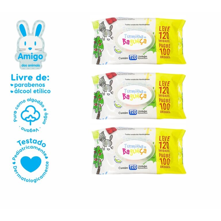 Kit 03 Pacotes Toalhas Umedecidas TURMINHA DA BAGU