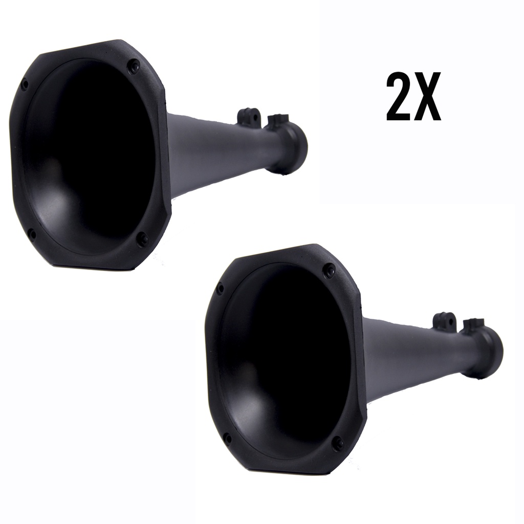 2 Cornetas Longa Para Som Automotivo Permak Boca Redonda Corneta Preta LC1425