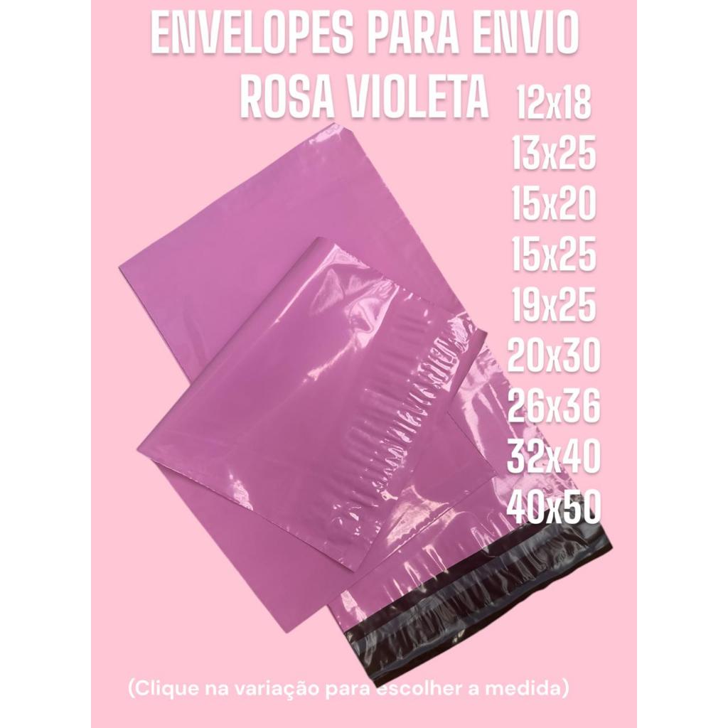 Envelope de Segurança Rosa Violeta Kit 100 unidades Ecommerce Sacola Embalagem Segura Inviolável