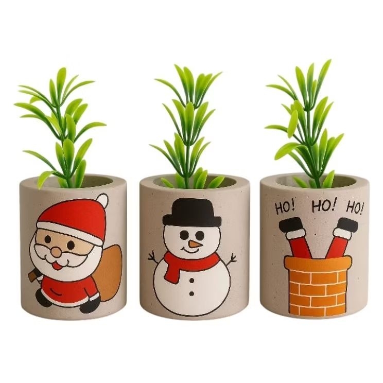 Enfeite de Natal vasinho com Planta Artificial lem