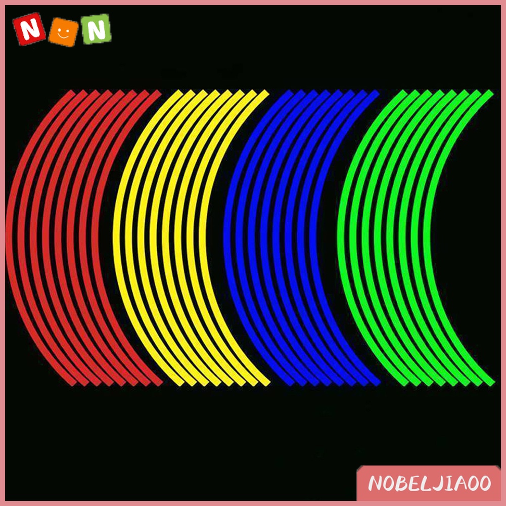 NJ 16Pcs Tiras De 18 Polegadastiras De Carro De Motocicleta Roda De Aro Decalque Fita Adesiva Reflet