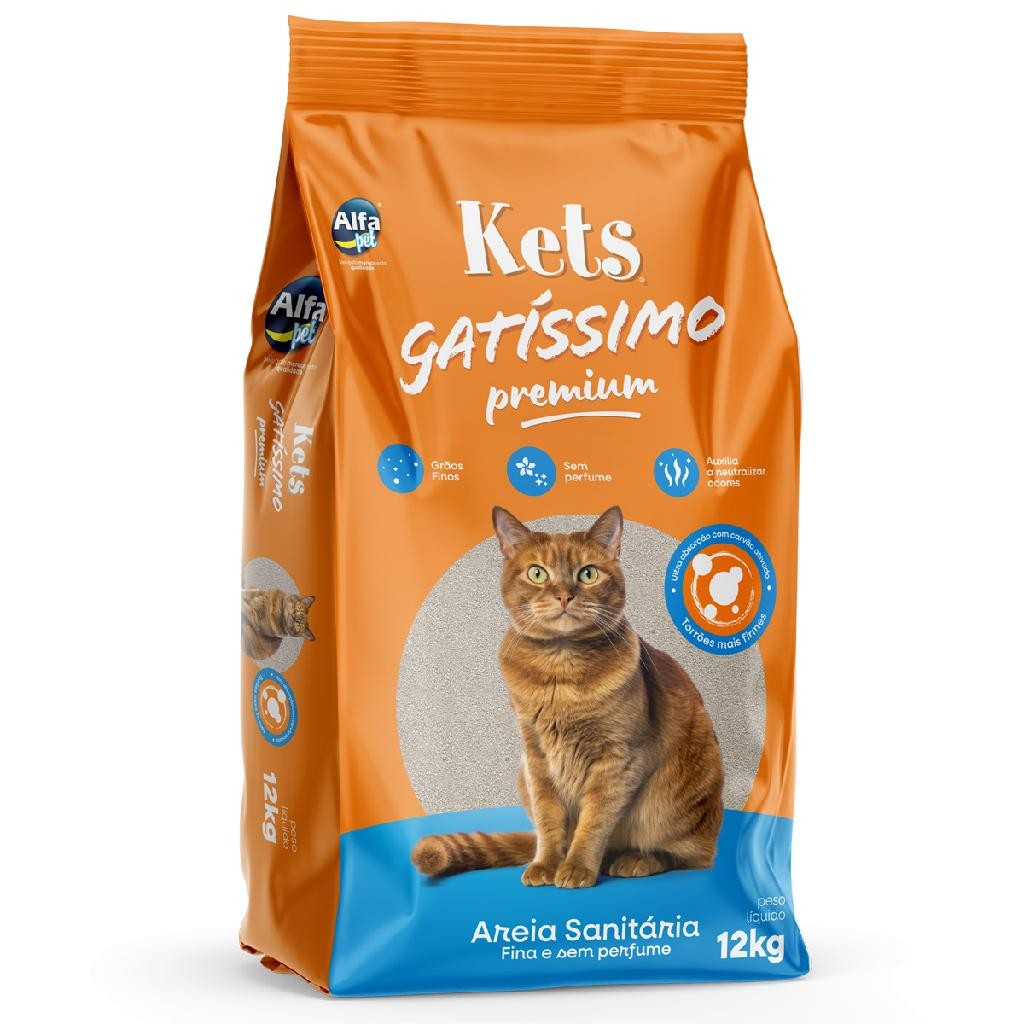 Areia Higiênica Para Gatos Kets Gatissimo Sem Perfume 12kg