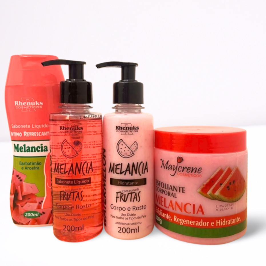 Kit Corporal Completo Melancia Sabonete Hidratante Esfoliante