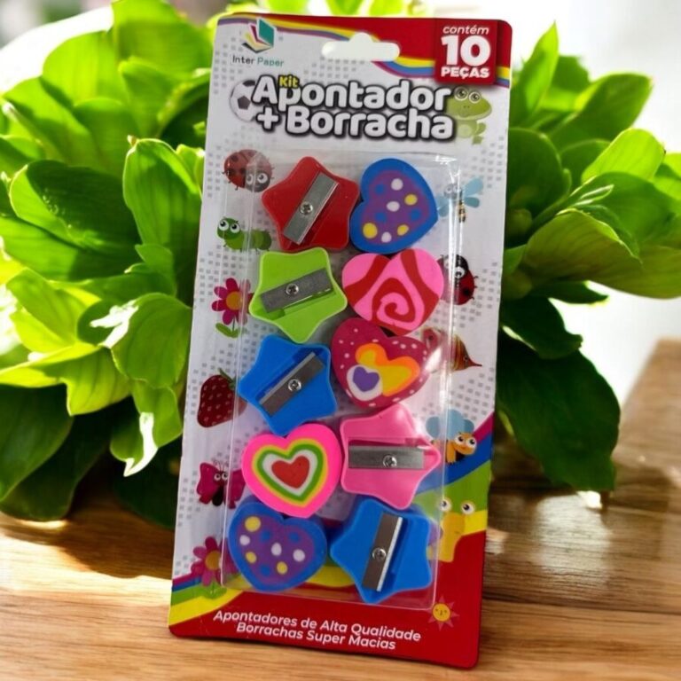 Conjunto 5 Apontador + 5 Borrachas Variadas, Model