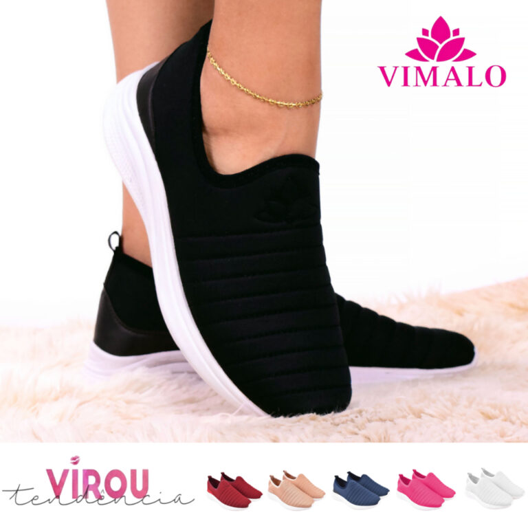 Tênis Feminino Meia Calce Fácil Slip On Ortopéd