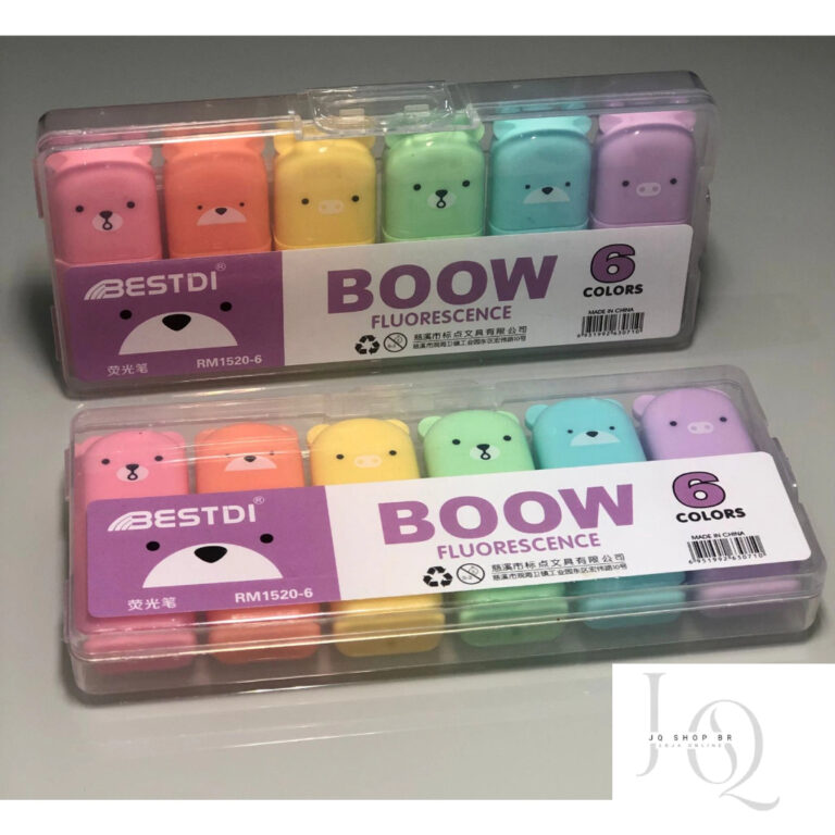 KIT 6 Cores Marca Texto Urso Estojo TEXTO BOOW Bes