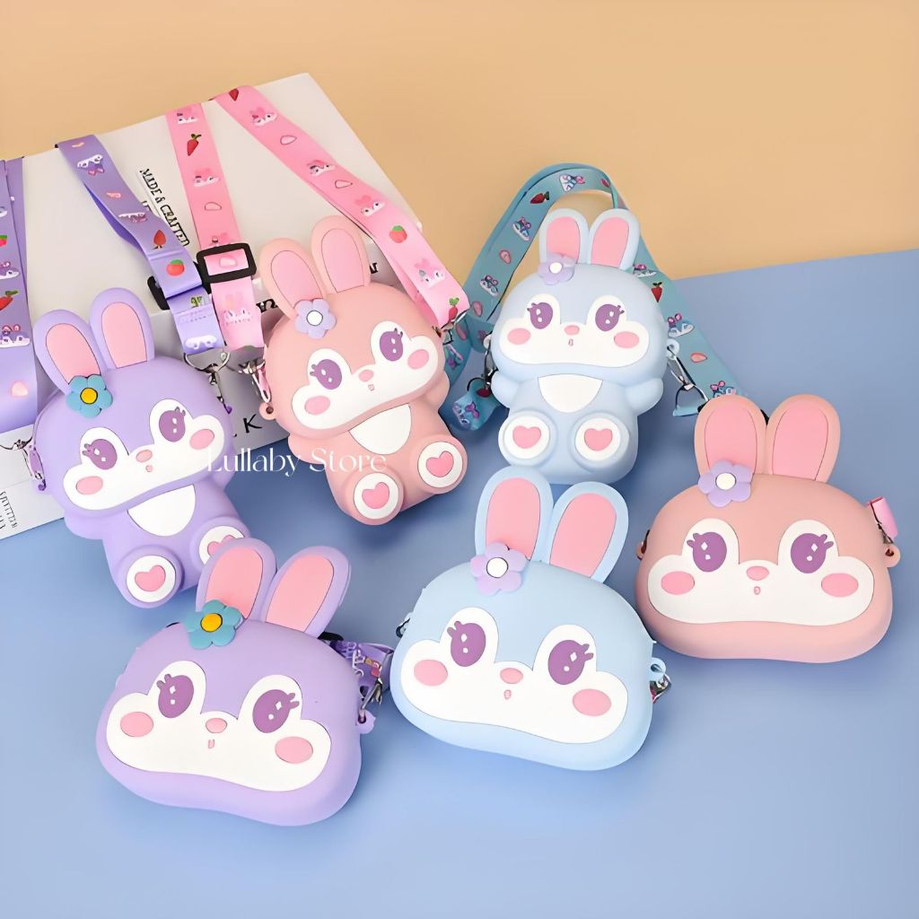 Bolsa De Silicone Infantil Criança Menina Coelho fofo pop Tiracolo Presente de Páscoa