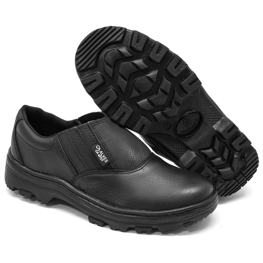 Bota Botina Para Trabalho Cano Curto Em Couro Com Elástico Lateral EPI Certificado Pronta Entrega