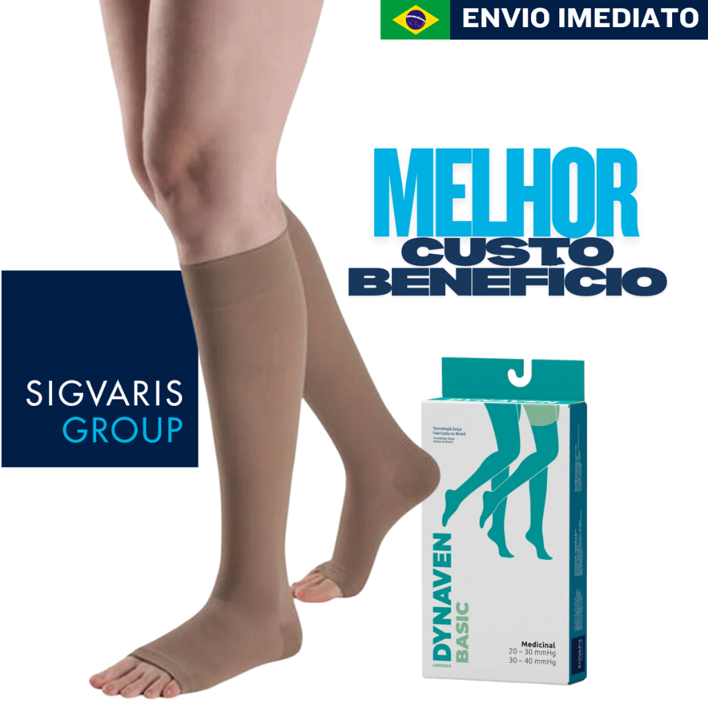 Meia de Compressão Panturrilha 3/4 Dynaven Basic 20-30mmHg Elastica – Sigvaris Varizes Linfedema