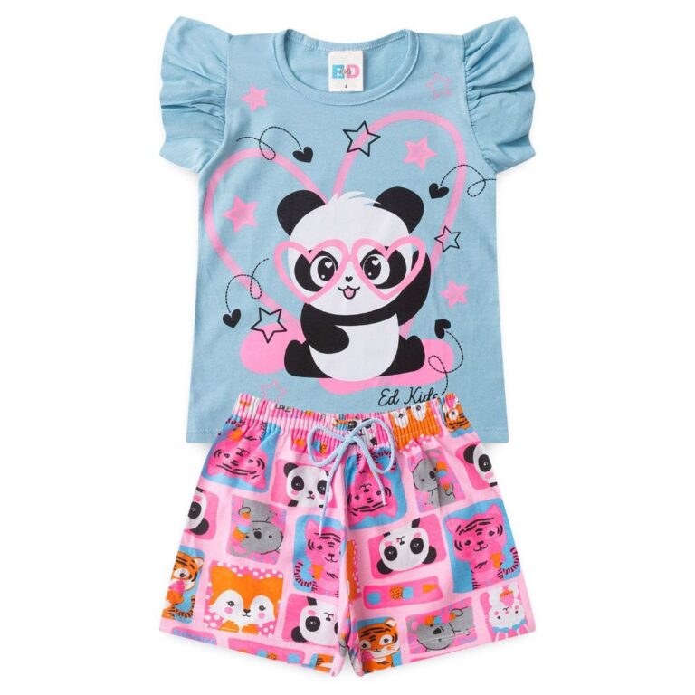 Conjunto Infantil Verão Feminino 2 ao 14 Anos Men