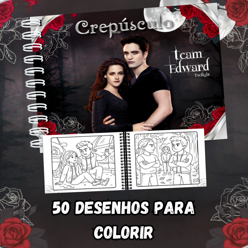Livro De Colorir Crepusculo  50 Desenhos A5 Capa Dura