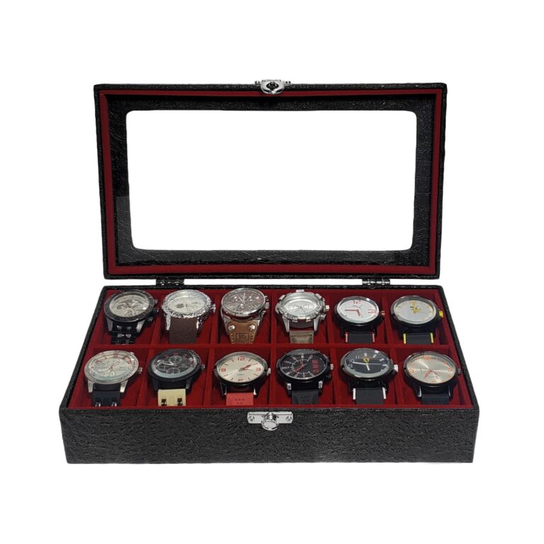 Caixa Estojo para 12 Relógios Preto com Interno A