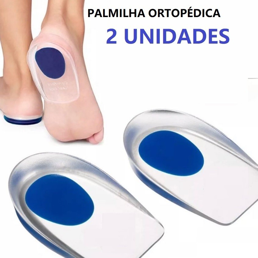 Conjunto 2 Palmilha Silicone Gel Ortopédica Esporão Calcanheira Calcanhar Transparente Confortável R