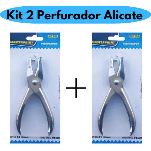 Kit 2 Perfurador Furador de Papel Alicate 1 Furo e