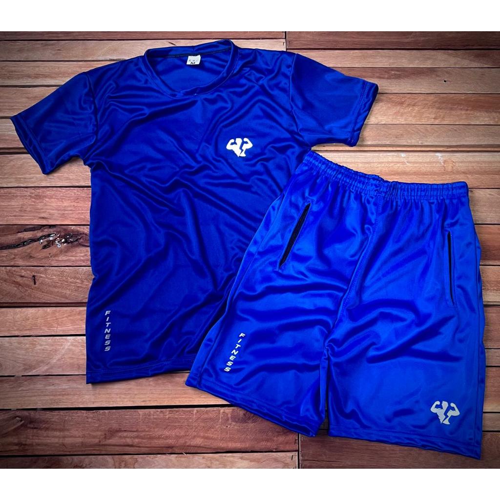 Kit Masculino Camisa + Bermuda Para Treinar Ultra Leve Confortável Costura Reforçada Logo Refletivo