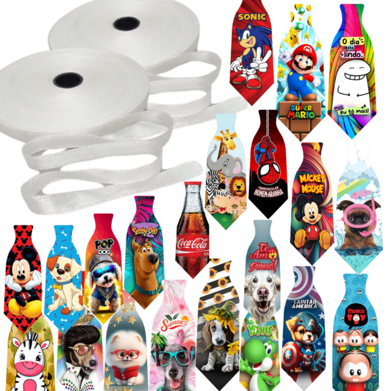 Gravata Pet Estampada Em Couro Sintético 200un C/