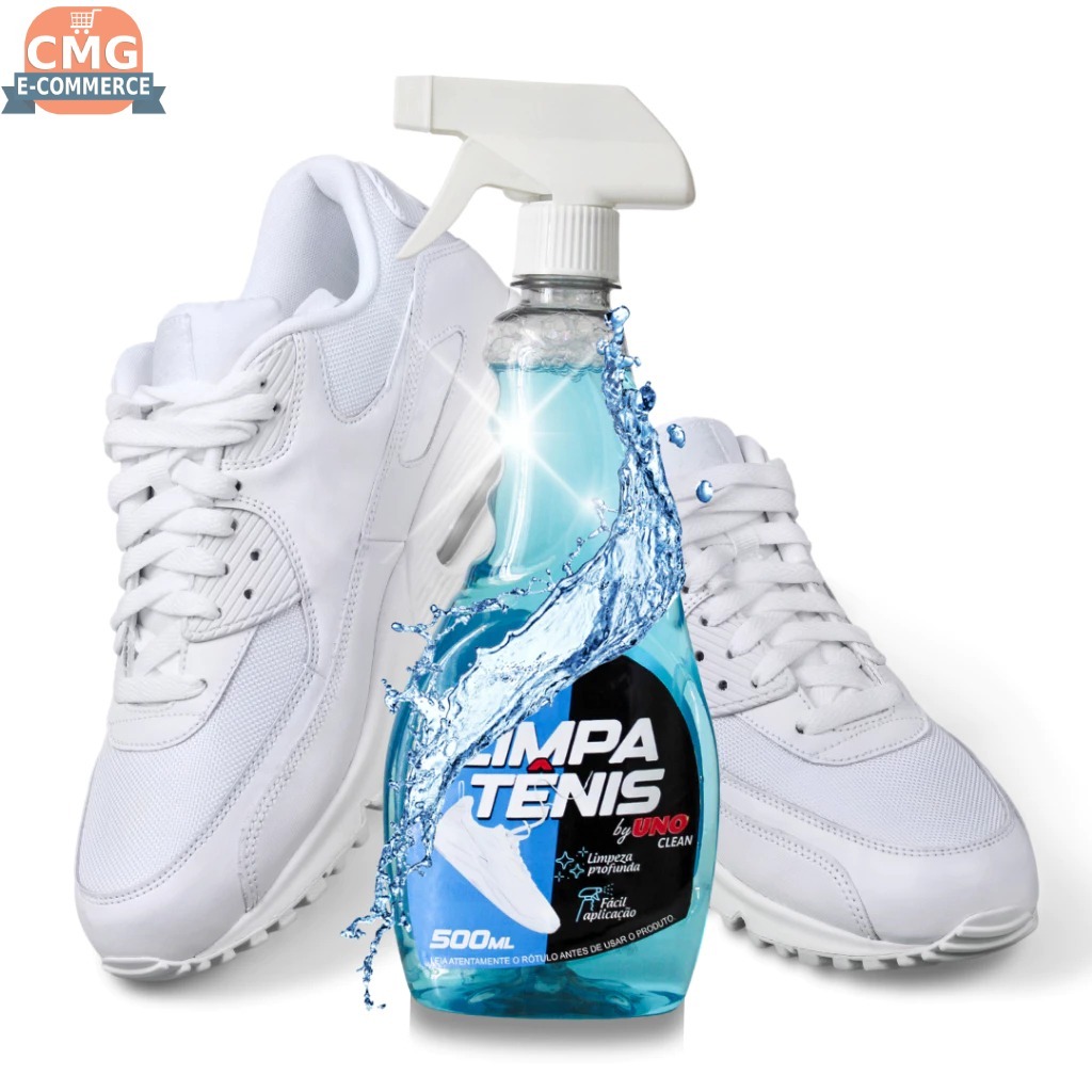Limpa Tenis Spray Premium 500ML Limpeza Profunda Remove Manchas Sujeira Pesada Couro Tecido Borracha