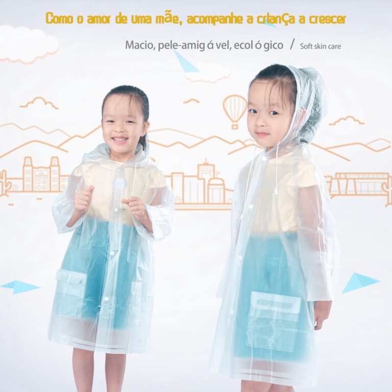 Capa de chuva infantil menino menina com capuz e b