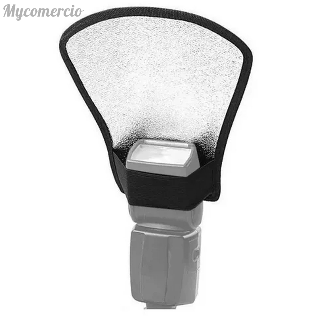 Rebatedor Difusor Flash Canon Nikon 2 Em 1 Branco Prata