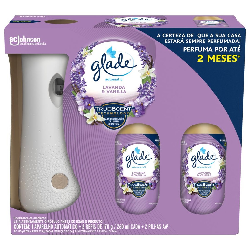 Odorizador de Ambiente Automatic Glade + 2 Refis Lavanda e Vanilla 260ml
