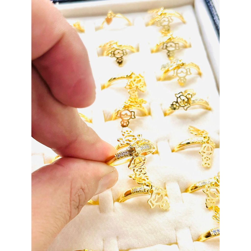 Anel de filhos filhas menino menina banhado a ouro 18k