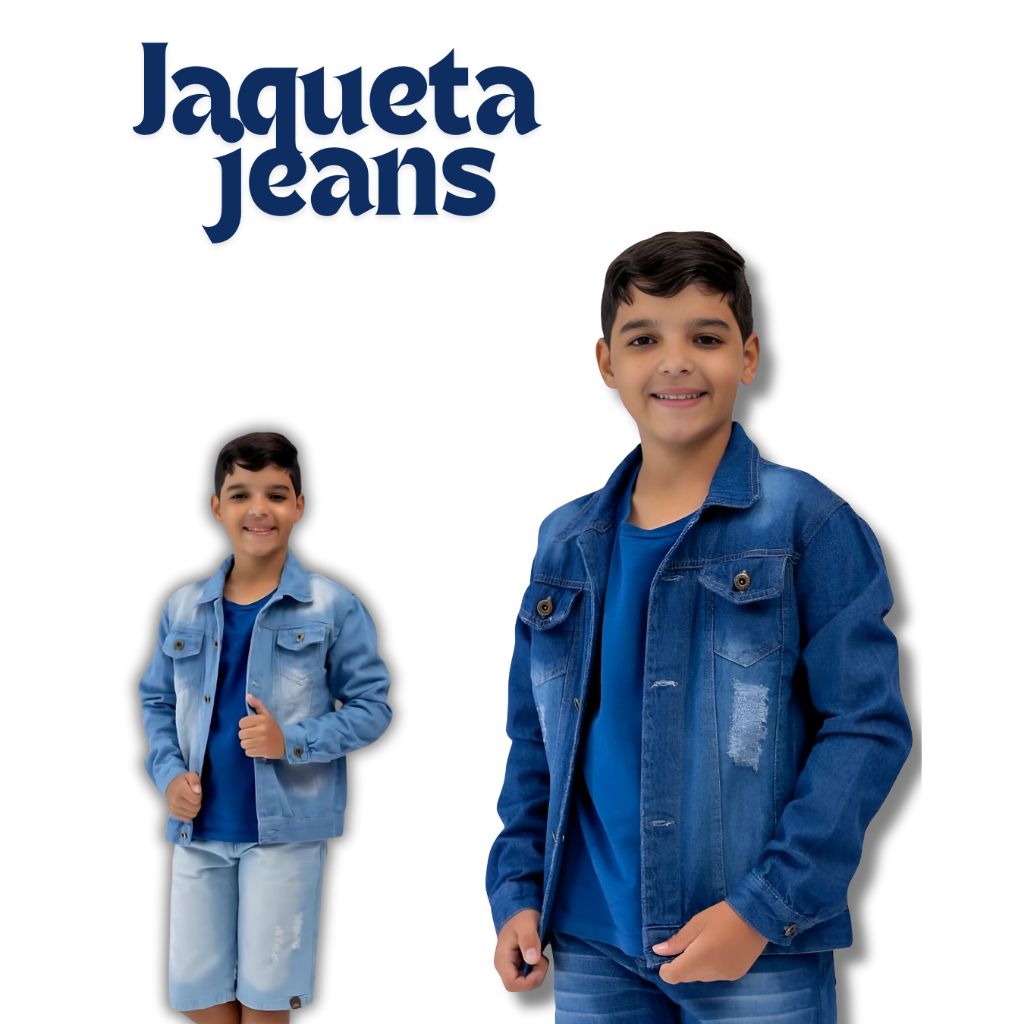 Jaqueta Jeans Infantil e juvenil Menino Casaco