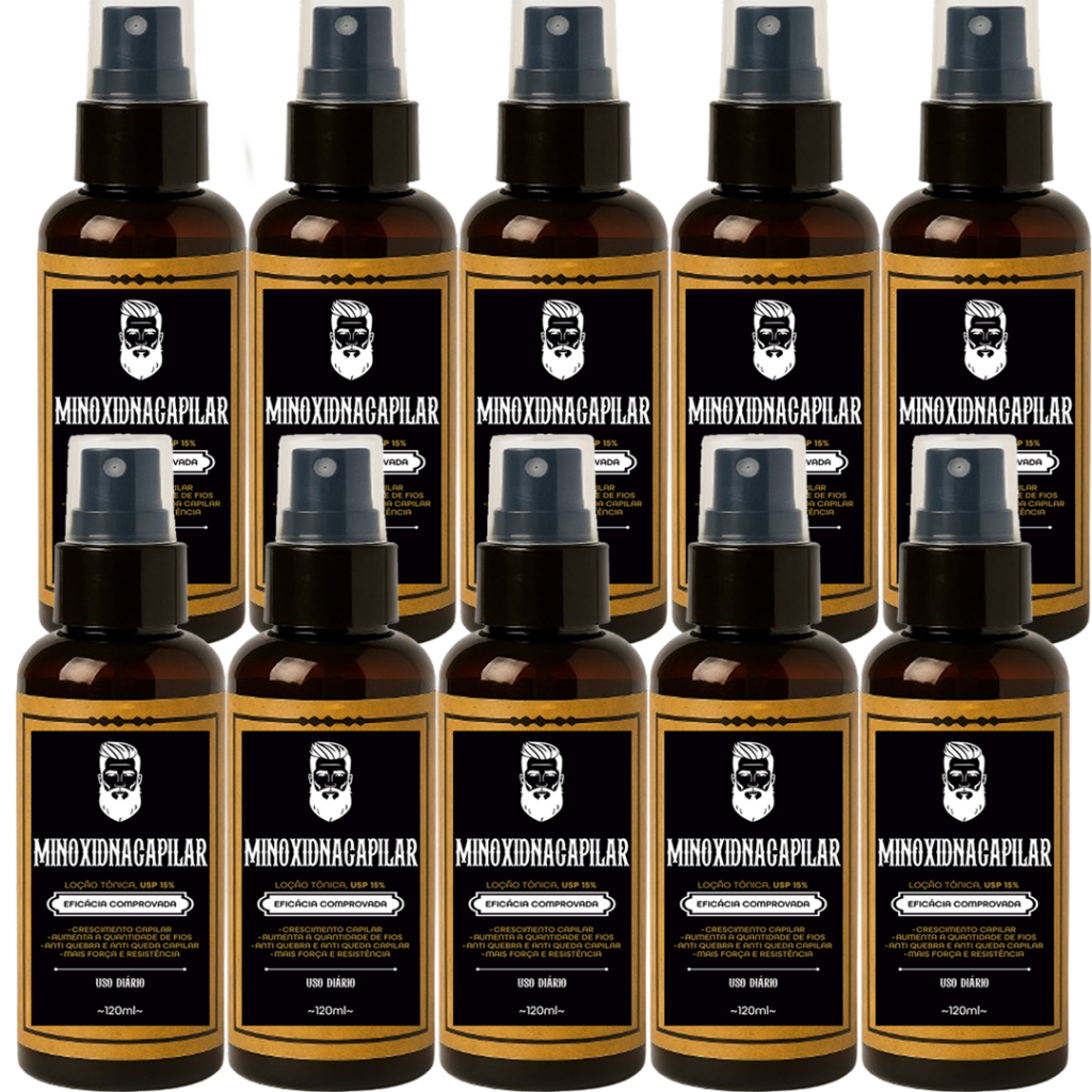Kit 10x Tonico Pro Barba 120ml Serum para Crescimento de Cabelo Barba e Sobrancelha Crescimento Rápi