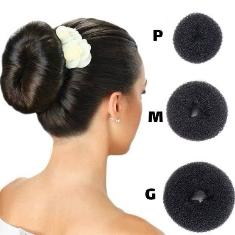 Kit 3/6/12 unidade Esponja Rosquinha para Coque  Acessório Donut Hair Prático e Estiloso para Pentea