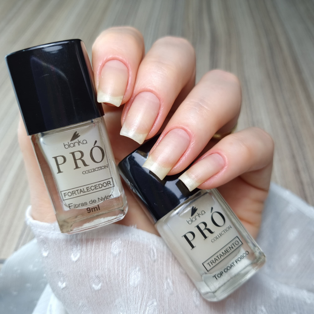 Kit Blindagem de Unhas Blanka : Fibras de Nylon  + Nivelador Fosco esmalte tratamento