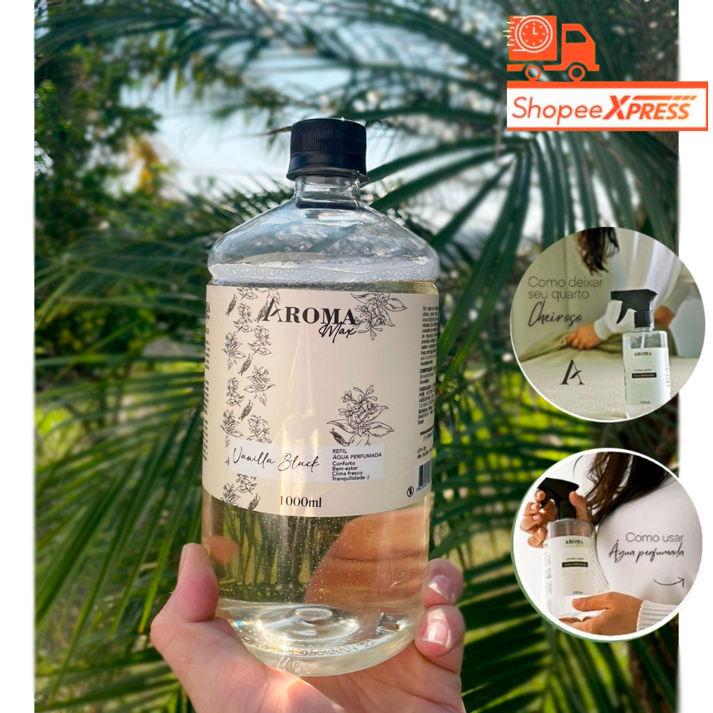 Água Perfumada Aroma Max 1L Aromatizador de Roupas Tecidos e Ambiente Spray