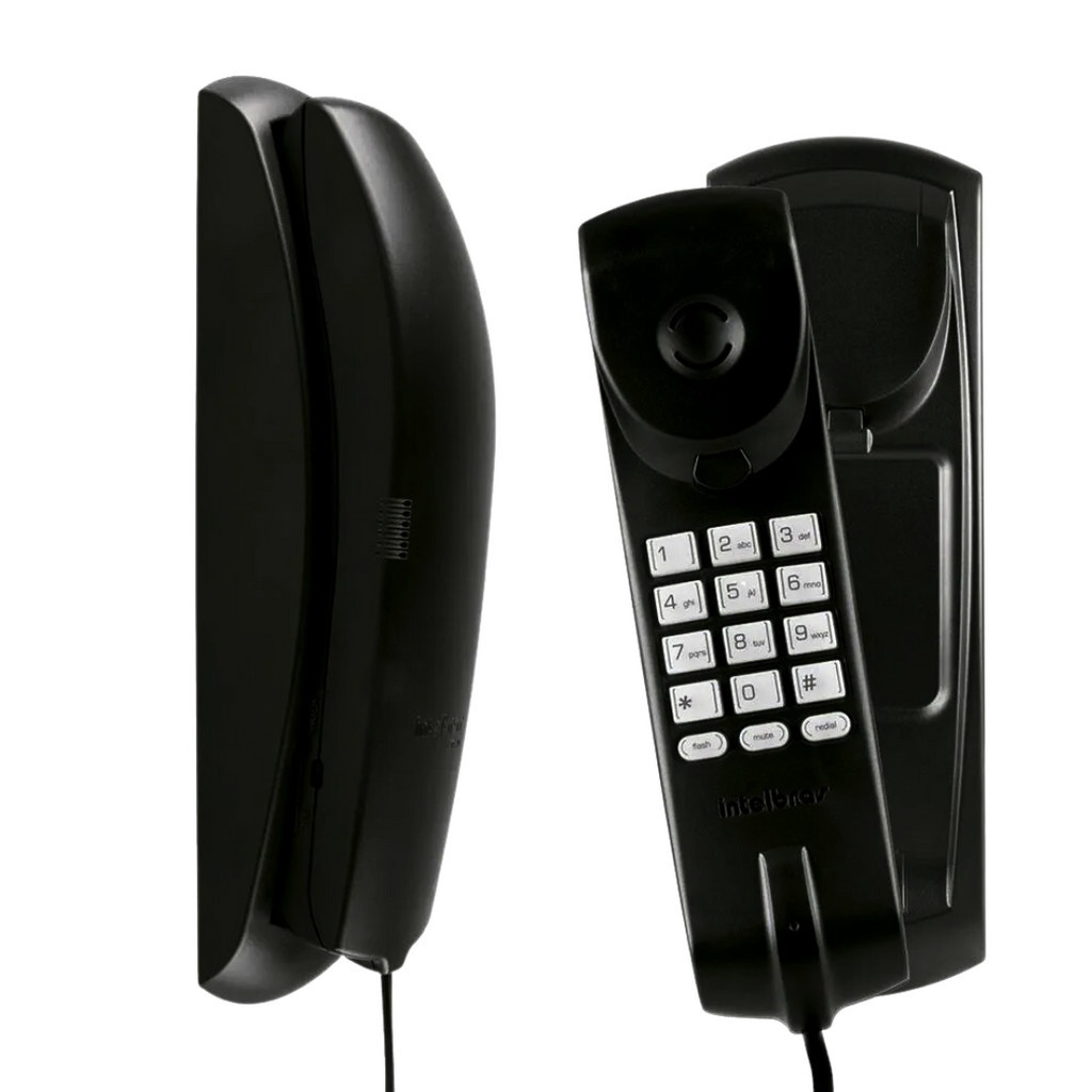 Telefone Gôndola Fixo Preto Com Fio Intelbras TC20 Parede Mesa Teclado Luminoso Cabo Longo Alcance