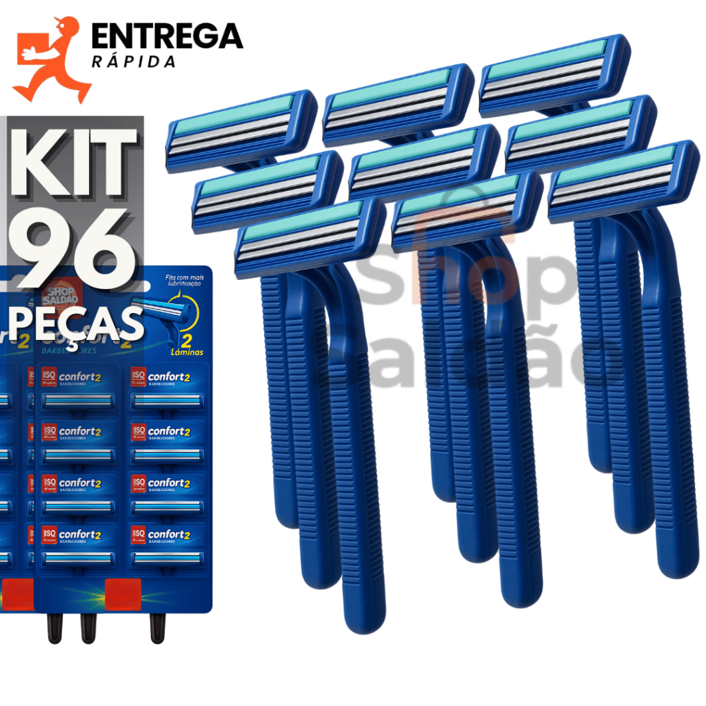 Barbeador Descartável com 48 ou 96 Peças Aparelho de Barbear 2 Lâminas e Fita Lubrificante Unisex