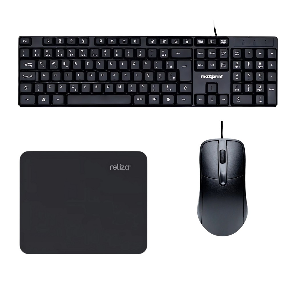 Teclado mouse mousepad office com fio usb pc notebook computador barato garantia
