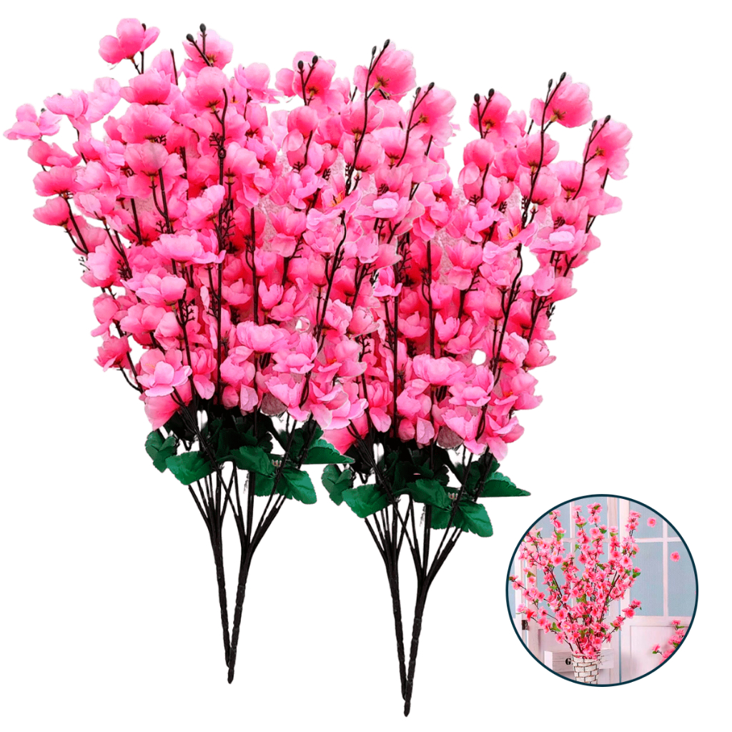 Kit Buquês De Flores De Cerejeira Artificial , Flor De Pêssego , Estilo oriental Para Decoração De C