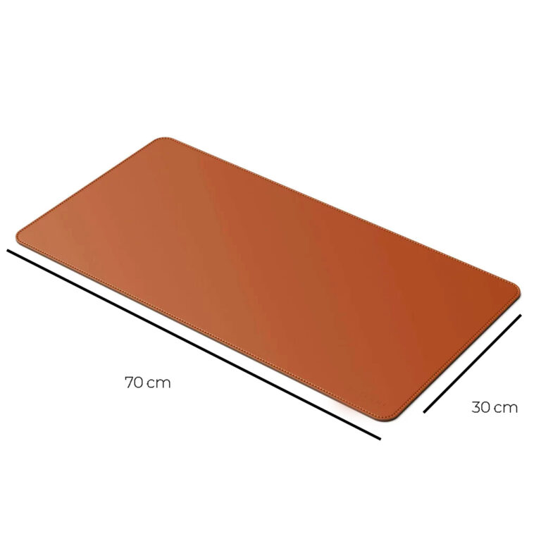 Desk Pad Grande Couro Caramelo Feltro Costurado Ta
