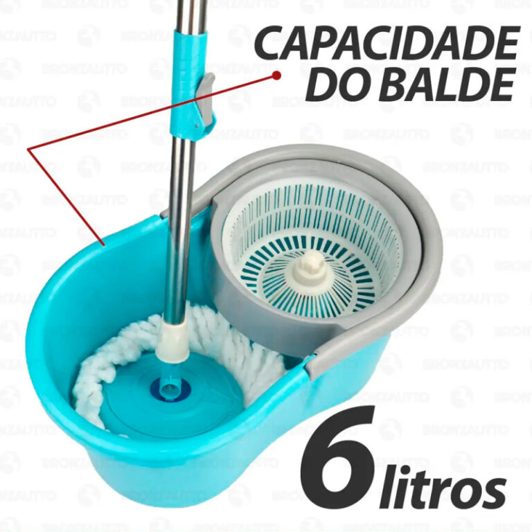 Mop Esfregão Giratório Rodo com Balde Limpeza 36