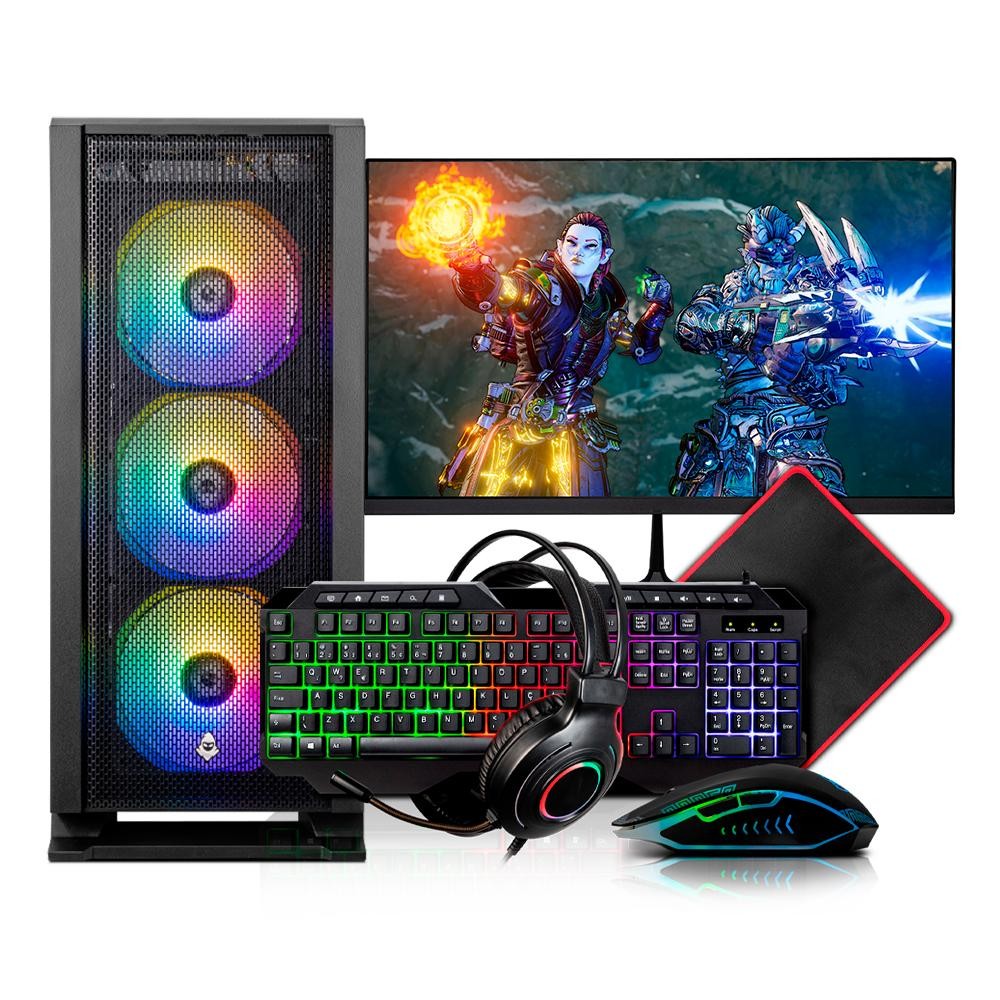 PC Gamer Completo Mancer, AMD Ryzen 5 5600, RX 580 8GB, 16GB DDR4, SSD 480GB, Combo de Periféricos +