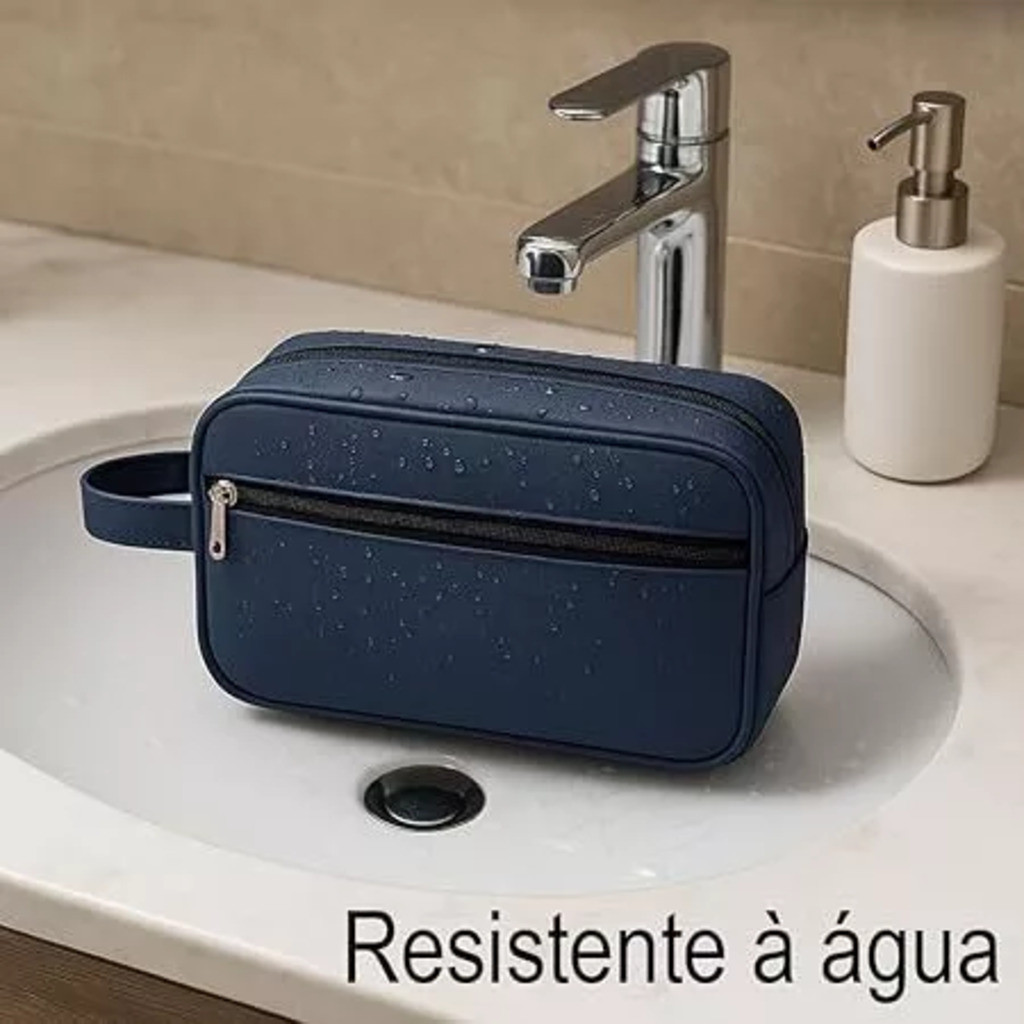 Necessaire masculina para viagens e itens de higiene e acessórios, textura emborrachada impermeável