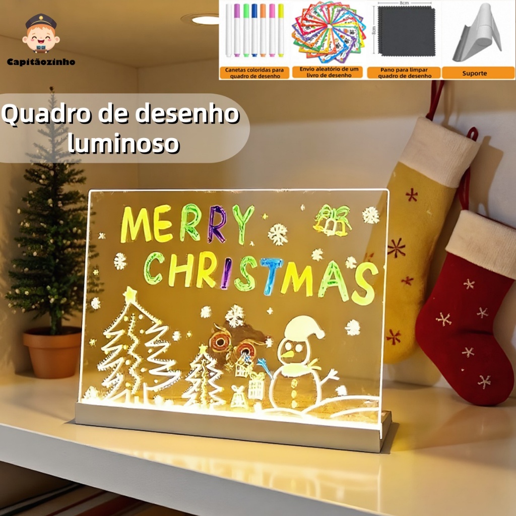 Luminária Led Escrever De Caneta Lousa Quadro Mesa Anotações