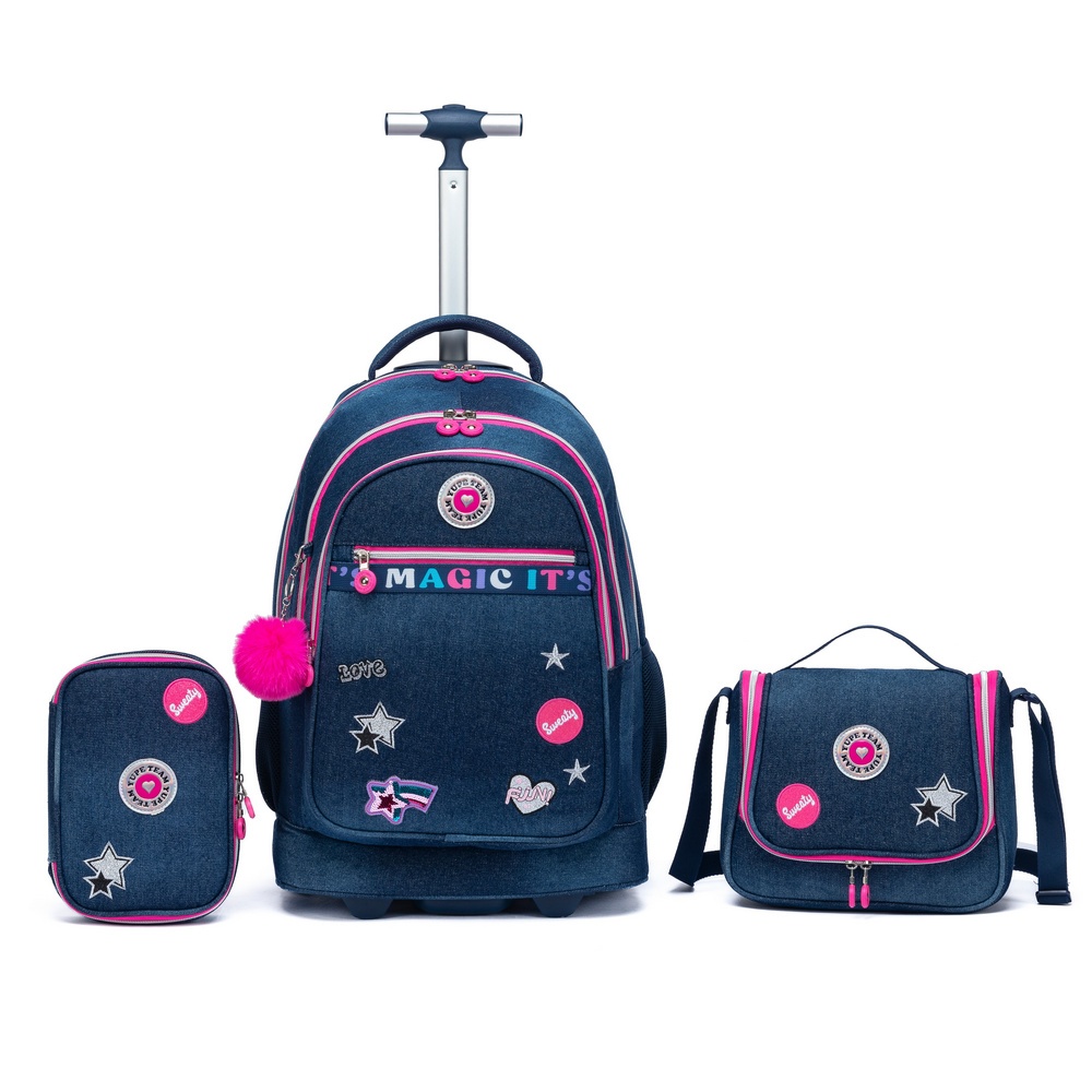 Kit Mochila Rodinha Lancheira Estojo Infantil Juvenil Reforçada Yupe