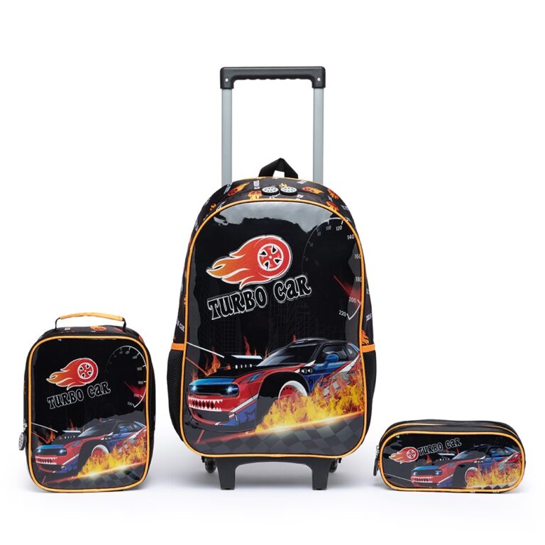 Kit Mochila Rodinha Infantil Menino Escolar Lanche