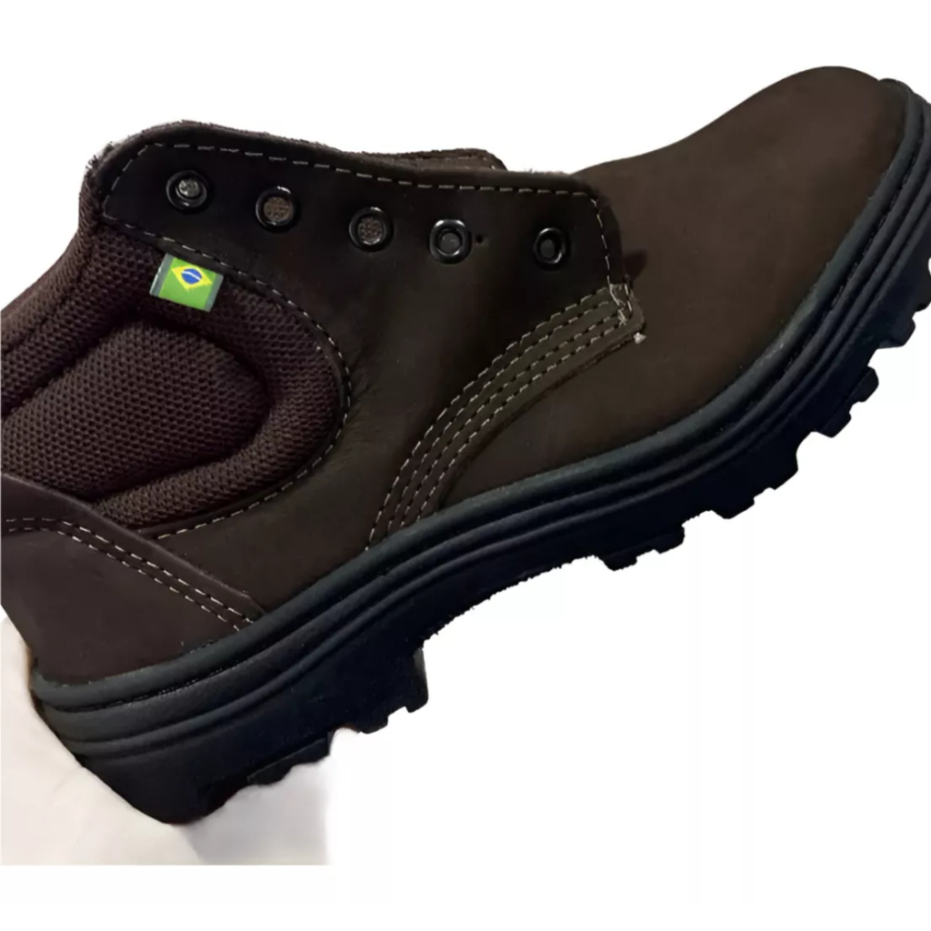 Bota Botina Coturno Nobuck Brasfort Marrom Top Obra Pvc CA: 43517