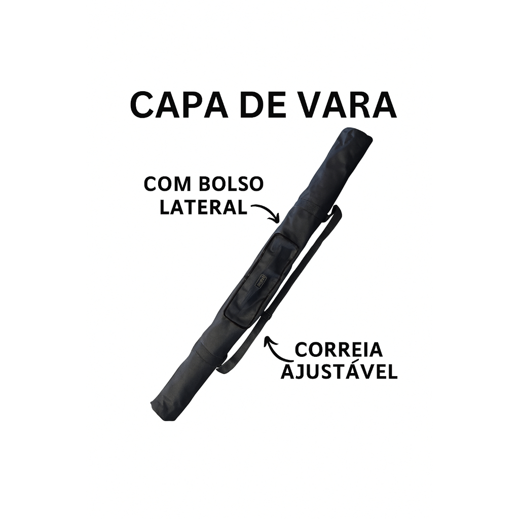 Capa para Vara de Pesca 0,70m a 1,50m  Reforçada, com Zíper e Bolso Lateral | Golden Fish