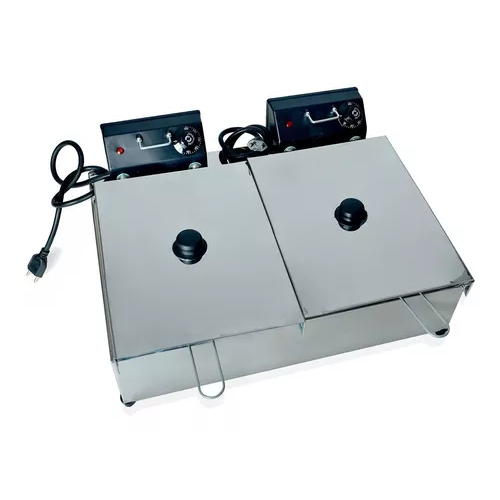 Fritadeira Elétrica 10 lts 2 Cubas C/Tampa Açoin