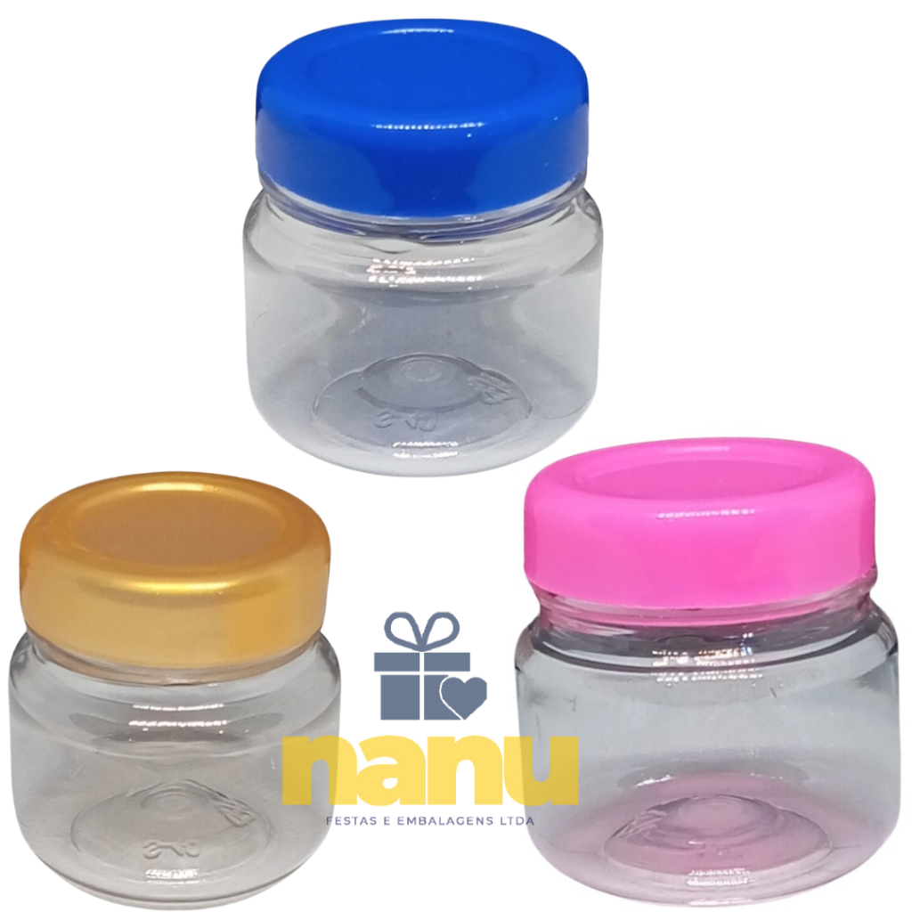 50 Potes papinha 40 ml – potinho de plastico com tampa para lembrancinhas doces  festas aniversarios