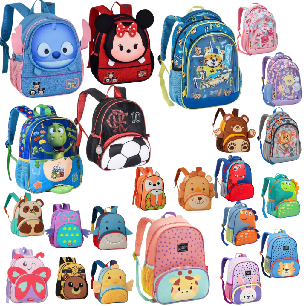 Mochila Animais Zoop Pré Escolar Creche Masculina 2 Divisórias Resistente Para Meninos