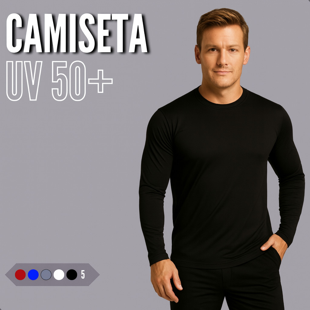 Camisa Térmica Uv Segunda Pele Camiseta Blusa Malha Fria Unissex Academia Manga Longa
