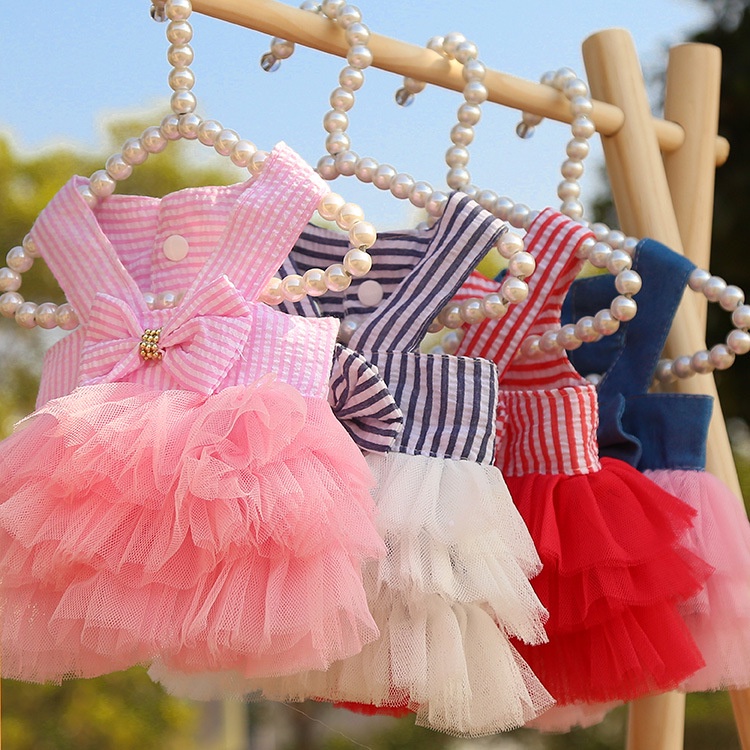 Verão Pet Cachorro Rede Fio Vestido Saia Anivers�