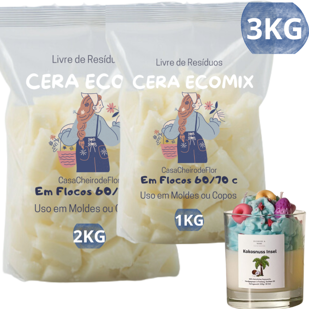 Parafina de Soja Para Molde e Copo de Velas – Cera Ecomix